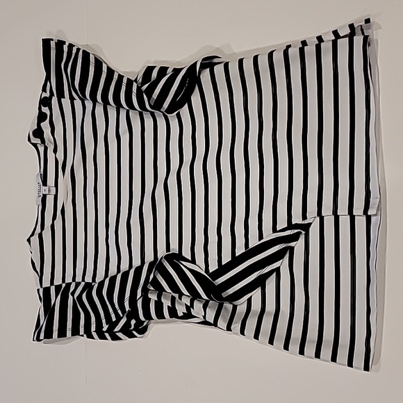 Derek Lam Floppy Ruffle Nautical Stripe Short Sleeve Top Navy White S/P - Picture 3 of 12